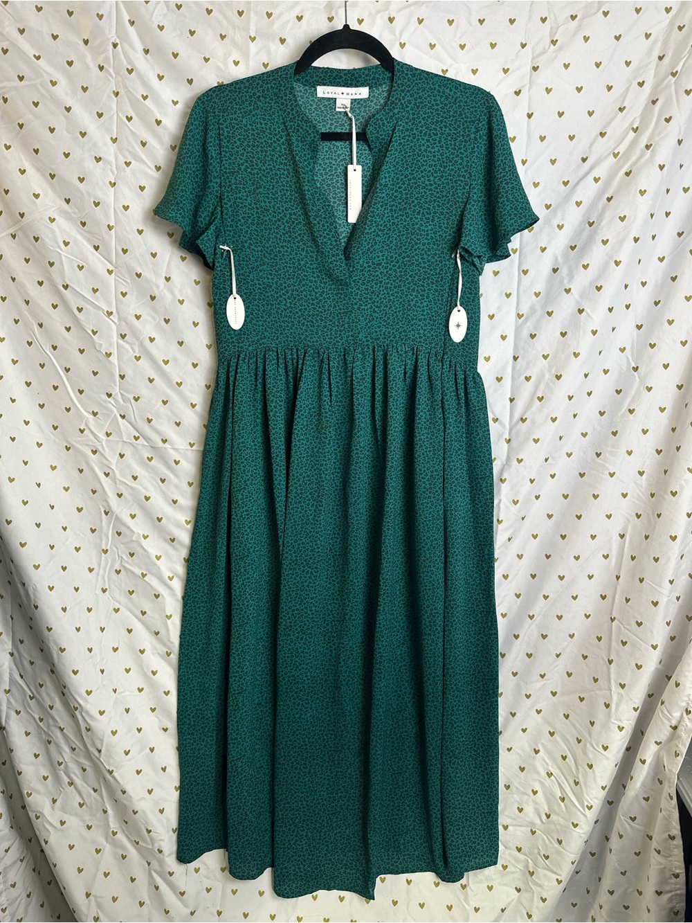 Loyal Hana nursing dress dark green with zipper accessibility on both sides NWT
